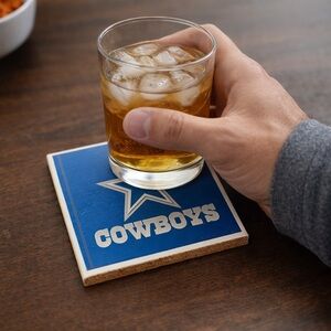 Dallas Cowboys Ceramic Tile Drink Coaster – 4.25” x 4.25” – NFL Fan Bar Decor